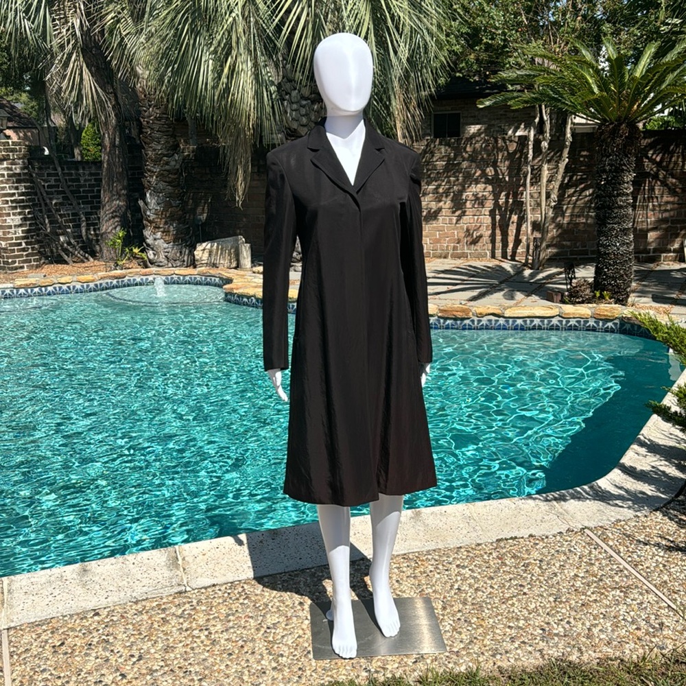 RARE FIND 🔥2000 DKNY by Donna Karen Silky Satin Black Coat